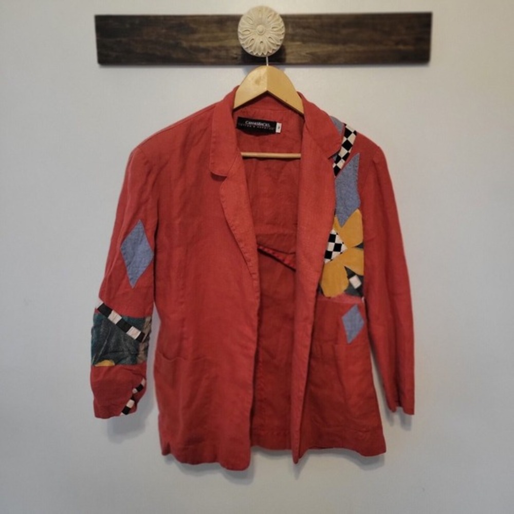CANVASBACKS LUTTON HORSFIELD Jacket Red Wool Med Coat Blazer VTG Retro 1980's‎
